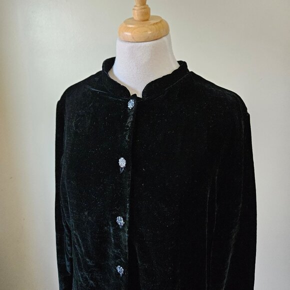 Vintage Jaclyn Smith Classic 90s Black Burnout Velvet Shirt Top XL NTW Deadstock - Picture 2 of 7